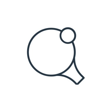 Spor konseptinden masa tenisi raket ikonu vektörü. Masa tenisi raketinin düzenlenebilir vuruşunun ince çizgisi. tablo tenis raketi lineer işareti web ve mobil uygulamalar, logo, yazdırma ortam.