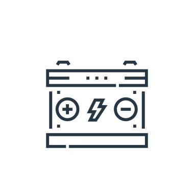 Sürücü kursundan kalma pil ikonu. Düzenlenebilir pil vuruşunun ince çizgisi. Web ve mobil uygulamalarda kullanmak için pil doğrusal işareti, logo, yazdırma ortamı.