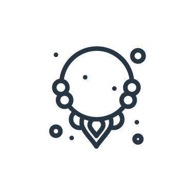 Mücevher konseptindeki kolye ikonu vektörü. Düzenlenebilir kolye vuruşunun ince bir çizgisi. kolye doğrusal işareti web ve mobil uygulamalarda, logoda, yazdırma ortamında kullanılacak.