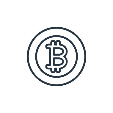 Finans kavramından bitcoin ikonu vektörü. Düzenlenebilir bitcoin vuruşunun ince çizgisi. Web ve mobil uygulamalarda kullanmak için bitcoin doğrusal işareti, logo, yazdırma ortamı.