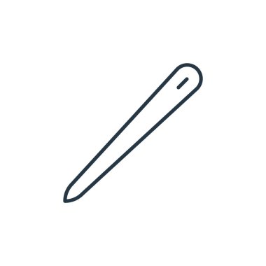 Dikiş konseptinden iğne ikonu vektörü. İnce çizgili düzenlenebilir iğne izi. Web ve mobil uygulamalarda kullanmak için iğne doğrusal işareti, logo, yazdırma ortamı.