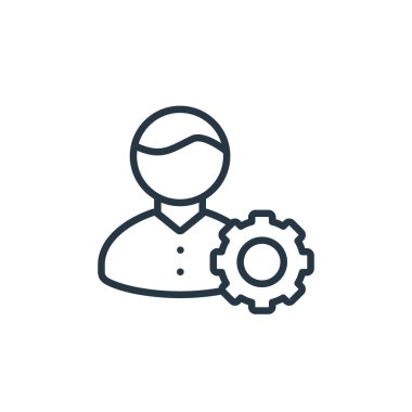 seo ve web sitesi konseptinden kullanıcı simgesi vektörü. Düzenlenebilir vuruşun ince çizgisi. Web ve mobil uygulamalarda kullanmak için kullanıcı doğrusal işareti, logo, yazdırma ortamı.