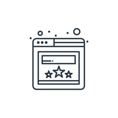 Dijital pazarlama kavramından tarayıcı simgesi vektörü. Tarayıcı düzenlenebilir vuruşunun ince çizgisi. Web ve mobil uygulamalarda kullanmak için tarayıcı doğrusal imzası, logo, yazdırma ortamı.