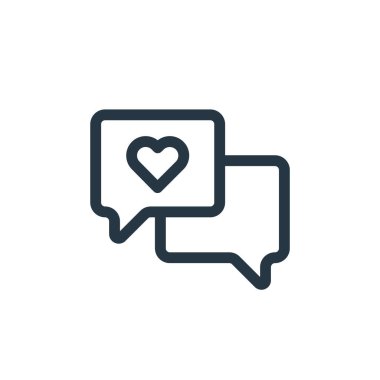 Sevgililer Günü konseptinden sohbet ikonu vektörü. Düzenlenebilir konuşmanın ince bir çizgisi. Web ve mobil uygulamalarda kullanmak için sohbet doğrusal işareti, logo, yazdırma ortamı.