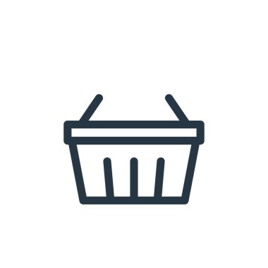 Çeşitli kavramlardan bir sepet ikon vektörü. Sepet düzenlenebilir vuruşun ince çizgisi. Web ve mobil uygulamalarda kullanım için sepet doğrusal işareti, logo, yazdırma ortamı.