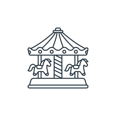 Karnaval konseptinden bir atlıkarınca ikonu vektörü. Atlıkarınca inmesinin ince bir çizgisi. Web ve mobil uygulamalarda kullanmak için atlıkarınca doğrusal işareti, logo, yazdırma ortamı.