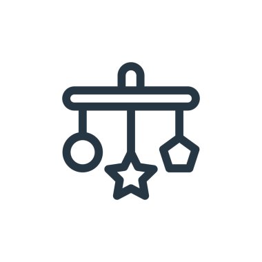 Bebek partisi konseptinden beşik oyuncağı ikonu vektörü. Düzenlenebilir beşik oyuncağı vuruşunun ince bir çizgisi. beşik oyuncak doğrusal işareti Web ve mobil uygulamalar, logo, yazdırma ortam.