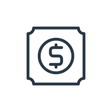 Alışveriş konseptinden kupon ikonu vektörü. Düzenlenebilir kupon vuruşunun ince bir çizgisi. Web ve mobil uygulamalar, logo ve yazdırma ortamlarında kullanmak için kupon doğrusal işareti.