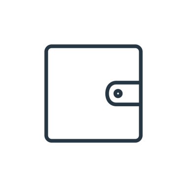 Otobüs ve Finace konseptinden cüzdan ikonu vektörü. Cüzdan düzenlenebilir darbenin ince çizgisi. Web ve mobil uygulamalarda kullanmak için cüzdan doğrusal işareti, logo, yazdırma ortamı.