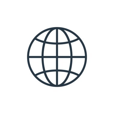 Bilgisayar konseptinden internet simgesi vektörü. İnternette düzenlenebilir vuruşların ince bir çizgisi. İnternet ve mobil uygulamalarda kullanmak için internet doğrusal işareti, logo, yazdırma ortamı.