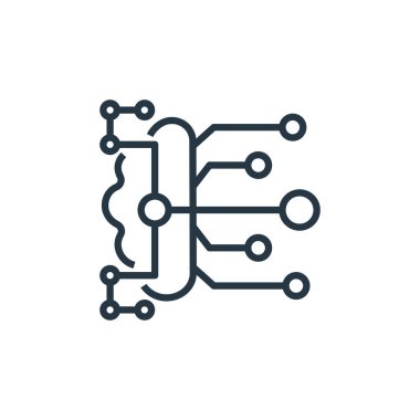 Yapay zeka kavramının beyin ikonu vektörü. Düzenlenebilir beyin felcinin ince çizgisi. Web ve mobil uygulamalarda kullanmak için beyin doğrusal işareti, logo, yazdırma ortamı.