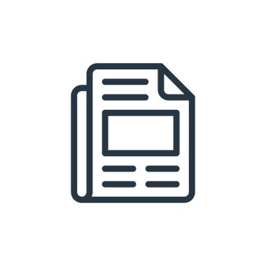 Yaşlılık konseptindeki gazete ikonu vektörü. İnce çizgili gazete baskısı çizimi. Web ve mobil uygulamalarda kullanmak için gazete doğrusal işareti, logo, yazdırma medyası.