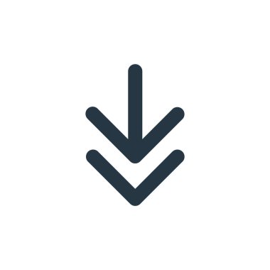 ok ikonu konseptinden aşağı ok ikonu vektörü. Okun düzenlenebilir darbesinin ince çizgisi. Web ve mobil uygulamalarda kullanmak için aşağı ok doğrusal işareti, logo, yazdırma ortamı.