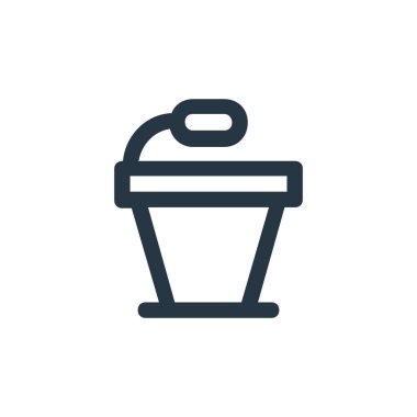 İş ve yönetim konseptinden podyum ikonu vektörü. Podyum düzenlenebilir vuruşun ince bir çizgisi. Web ve mobil uygulamalarda kullanmak için podyum doğrusal işareti, logo, yazdırma ortamı.