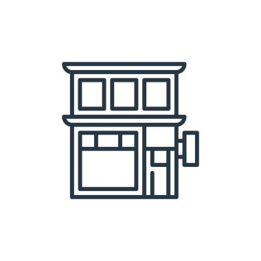 Hollanda konseptindeki kahve dükkanı ikonu vektörü. Düzenlenebilir felcin ince bir çizgisi. Web ve mobil uygulamalar, logo ve yazdırma ortamlarında kullanmak için kafe doğrusal işareti.