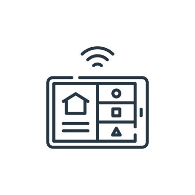 Akıllı metinden tablet simge vektörü. İnce çizgili düzenlenebilir felç çizgisi. Web ve mobil uygulamalarda kullanmak için tablet doğrusal işareti, logo, yazdırma ortamı.