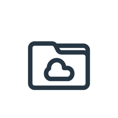 Dosya ve dizin konseptinden bulut depolama ikonu vektörü. Bulut depolama düzenlenebilir vuruşunun ince çizgisi. Web ve mobil uygulamalarda kullanmak için bulut depolama doğrusal işareti, logo, yazdırma ortamı.