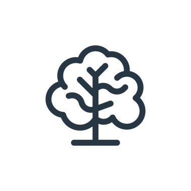 Ağaç konseptinden ikon vektörü. İnce çizgili ağaç çizgisi çizimi. Web ve mobil uygulamalarda kullanmak için ağaç doğrusal işareti, logo, yazdırma ortamı.