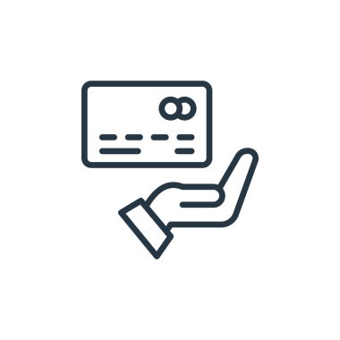 Ekommerce ve alışveriş konseptinden bir simge vektörü. Kart düzenlenebilir vuruşun ince çizgisi. Web ve mobil uygulamalarda kullanmak için kart doğrusal işareti, logo, yazdırma ortamı.