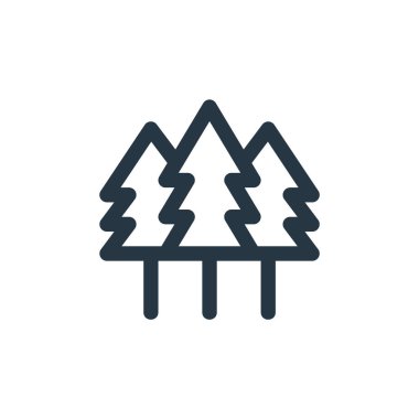 Açık hava konseptinden ikon ağaç vektörü. Ağaçların düzenlenebilir vuruşlarının ince çizgisi. Web ve mobil uygulamalar, logo ve yazdırma ortamlarında kullanmak için doğrusal işaretler.