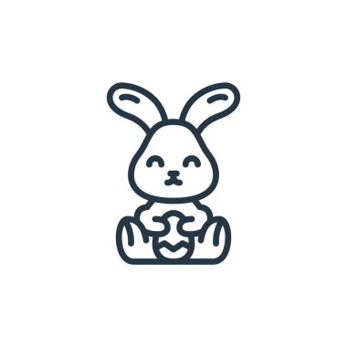 Paskalya avatarları kavramından tavşan ikonu vektörü. Düzenlenebilir tavşan vuruşunun ince çizgisi. Web ve mobil uygulamalarda kullanmak için tavşan doğrusal işareti, logo, yazdırma ortamı.