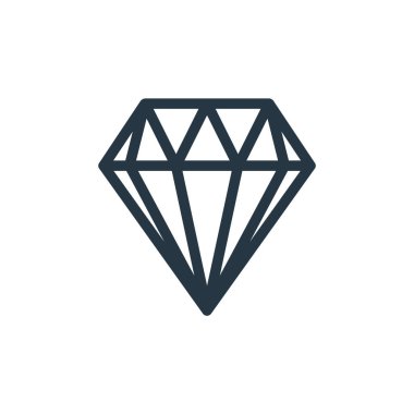 Alışveriş konseptinden elmas ikon vektörü. İnce çizgili, düzenlenebilir elmas darbesi. Web ve mobil uygulamalarda kullanmak için elmas doğrusal işaret, logo, yazdırma ortamı.