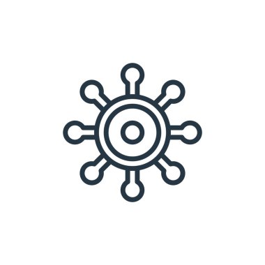 Mikroorganizma konseptinden virüs ikonu vektörü. Virüs geçirmenin ince bir çizgisi. Web ve mobil uygulamalarda kullanmak için virüs doğrusal işareti, logo, yazdırma ortamı.