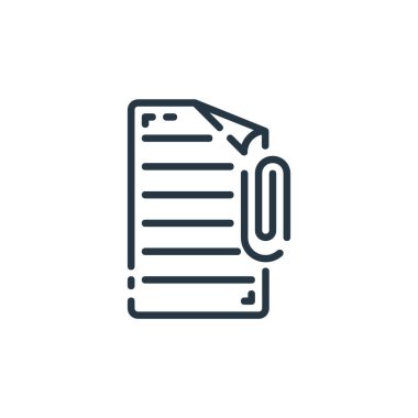 Belge konseptinden simge vektörü ekle. İnce çizgili düzenlenebilir felç çizgisi. Web ve mobil uygulamalarda kullanmak için doğrusal işaret ekle, logo, yazdırma ortamı.
