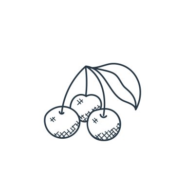 Yiyecek el çizimi konseptinden vişne ikonu vektörü. İnce çizgili düzenlenebilir kiraz felci çizgisi. Web ve mobil uygulamalar, logo ve yazdırma ortamlarında kullanmak için kiraz doğrusal işareti.