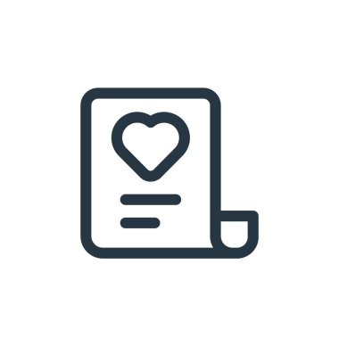 Sevgililer Günü konseptinden ikon vektörü listele. Düzenlenebilir vuruşların ince çizgisi. Web ve mobil uygulamalarda kullanmak için doğrusal işaretleri listele, logo, yazdırma ortamı.