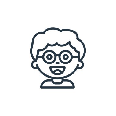 Çocuk avatarları konseptinden erkek ikon vektörü. Düzenlenebilir erkek felcinin ince bir çizgisi. Web ve mobil uygulamalarda kullanmak için çocuk doğrusal işareti, logo, yazdırma ortamı.