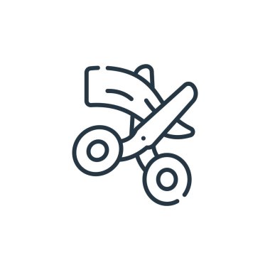 Berber dükkanı konseptinden saç kesimi ikonu vektörü. Düzenlenebilir saç kesiminin ince bir çizgisi. Web ve mobil uygulamalarda kullanmak için saç kesimi doğrusal işareti, logo, yazdırma ortamı.