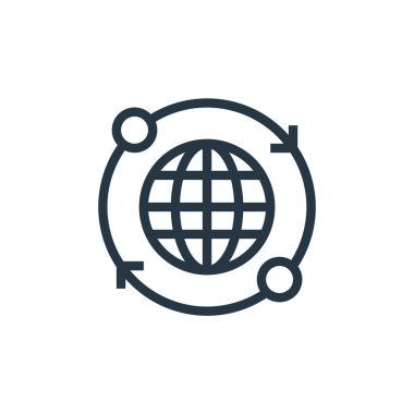 Pazarlama seosu iş konseptinden küresel ikon vektörü. Küresel düzenlenebilir felcin ince çizgisi. Web ve mobil uygulamalarda kullanım için genel doğrusal işaret, logo, yazdırma ortamı.