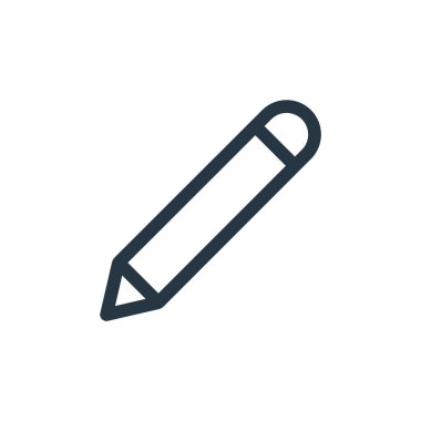 Çeşitli kavramlardan kalem ikonu vektörü. İnce çizgili, düzenlenebilir kalem darbesi. Web ve mobil uygulamalarda kullanmak için kalem doğrusal işareti, logo, yazdırma ortamı.