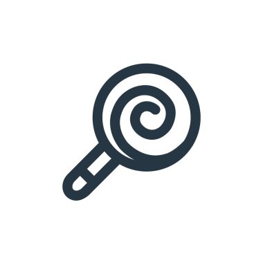 Karnaval ve eğlence konseptinden lolipop ikonu vektörü. Düzenlenebilir lolipop felcinin ince bir çizgisi. Web ve mobil uygulamalar, logo ve yazdırma ortamlarında kullanmak için lolipop doğrusal işareti.