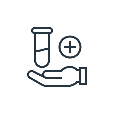 Coronavirus konseptinden kan tüpü ikonu vektörü. Düzenlenebilir kan tüpü felcinin ince bir çizgisi. Web ve mobil uygulamalarda kullanmak için kan tüpü doğrusal işareti, logo, yazdırma ortamı.