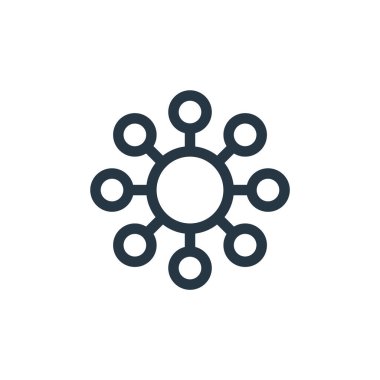 Organizasyon simgesi vektörü iş konseptinden. Düzenlenebilir vuruşun ince çizgisi. Web ve mobil uygulamalar, logo ve yazdırma ortamlarında kullanım için doğrusal işaret.