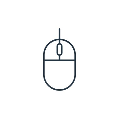 İletişim konseptinden fare simgesi vektörü. Fare inmesinin ince bir çizgisi. Web ve mobil uygulamalarda kullanmak için fare doğrusal işareti, logo, yazdırma ortamı.