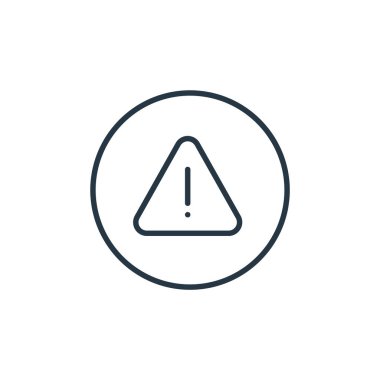 Genel kavramlardan uyarı simgesi vektörü. İnce çizgili, düzenlenebilir uyarı vuruşu. Web ve mobil uygulamalarda kullanmak için uyarı doğrusal işareti, logo, yazdırma ortamı.