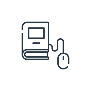 Dijital öğrenme kavramından dijital simge vektörü. Dijital düzenlenebilir felcin ince çizgisi. Web ve mobil uygulamalarda kullanmak için dijital doğrusal işaret, logo, yazdırma ortamı.