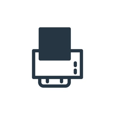 Yazıcı ve faks konseptindeki yazıcı simgesi vektörü. Yazıcının düzenlenebilir vuruşunun ince çizgisi. Web ve mobil uygulamalarda kullanmak için yazıcı doğrusal işareti, logo, yazdırma ortamı.