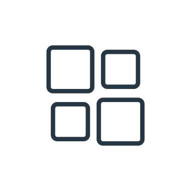 Çeşitli kavramlardan küçük resimler ikon vektörü. Küçük resimlerin düzenlenebilir darbelerinin ince çizgisi. Web ve mobil uygulamalarda kullanmak için küçük resimler doğrusal işareti, logo, yazdırma ortamı.