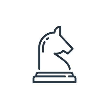 İş konseptinden satranç ikonu vektörü. Düzenlenebilir satranç vuruşunun ince çizgisi. Web ve mobil uygulamalarda kullanmak için satranç doğrusal işareti, logo, yazdırma ortamı.