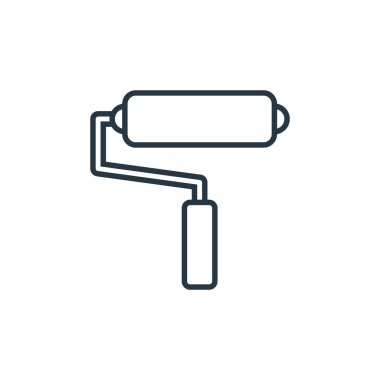 İşçi Bayramı konseptinden boya silindirli ikon vektörü. Boyanın düzenlenebilir darbesinin ince bir çizgisi. Web ve mobil uygulamalar, logo ve yazdırma ortamlarında kullanmak için boya silindirli doğrusal işaret.