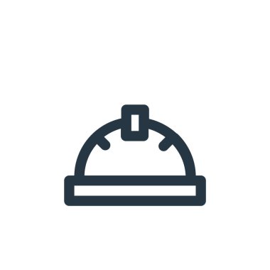 LaBoor 'dan kask ikonu vektörü ve alet konsepti. Düzenlenebilir kask vuruşunun ince bir çizgisi. Web ve mobil uygulamalarda kullanmak için miğfer doğrusal işareti, logo, yazdırma ortamı.