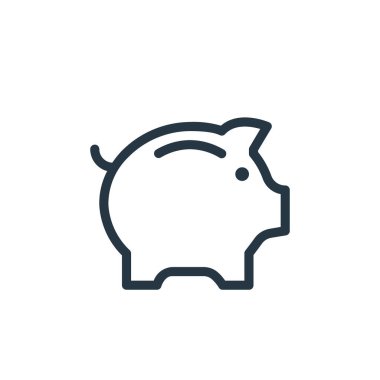 Domuzcuk kumbarası ikon vektörü ekommerce çizgisinden. Domuzcuk bankasında düzenlenebilir felcin ince bir çizgisi. Web ve mobil uygulamalar, logo ve yazdırma ortamlarında kullanmak için domuzcuk bankası doğrusal işareti.