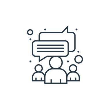 Strateji konseptinden sohbet ikonu vektörü. Düzenlenebilir konuşmanın ince bir çizgisi. Web ve mobil uygulamalarda kullanmak için sohbet doğrusal işareti, logo, yazdırma ortamı.