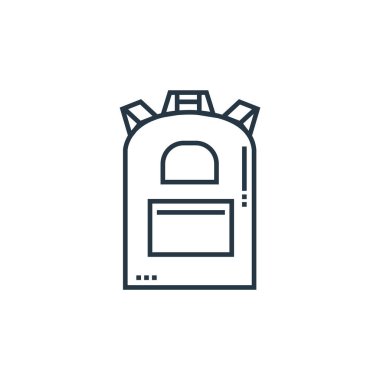 Okul konseptindeki sırt çantası ikonu vektörü. Düzenlenebilir sırt çantasının ince bir çizgisi. Web ve mobil uygulamalarda kullanmak için sırt çantası doğrusal işareti, logo, yazdırma ortamı.