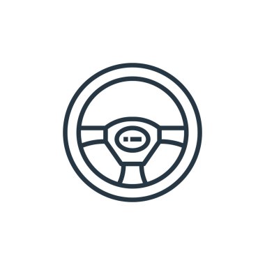 Araba servisi konseptinden direksiyon ikonu vektörü. Direksiyon düzenlenebilir vuruşun ince çizgisi. Web ve mobil uygulamalarda kullanmak için direksiyon doğrusal işareti, logo, yazdırma ortamı.