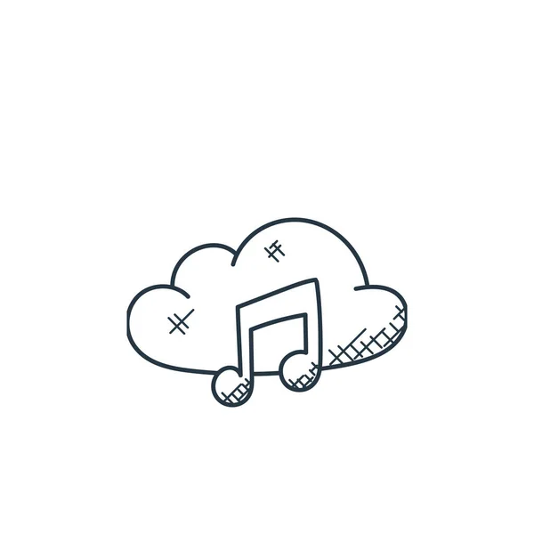 Muziek Cloud Icoon Vector Van Muziek Concept Dunne Lijn Illustratie — Stockvector
